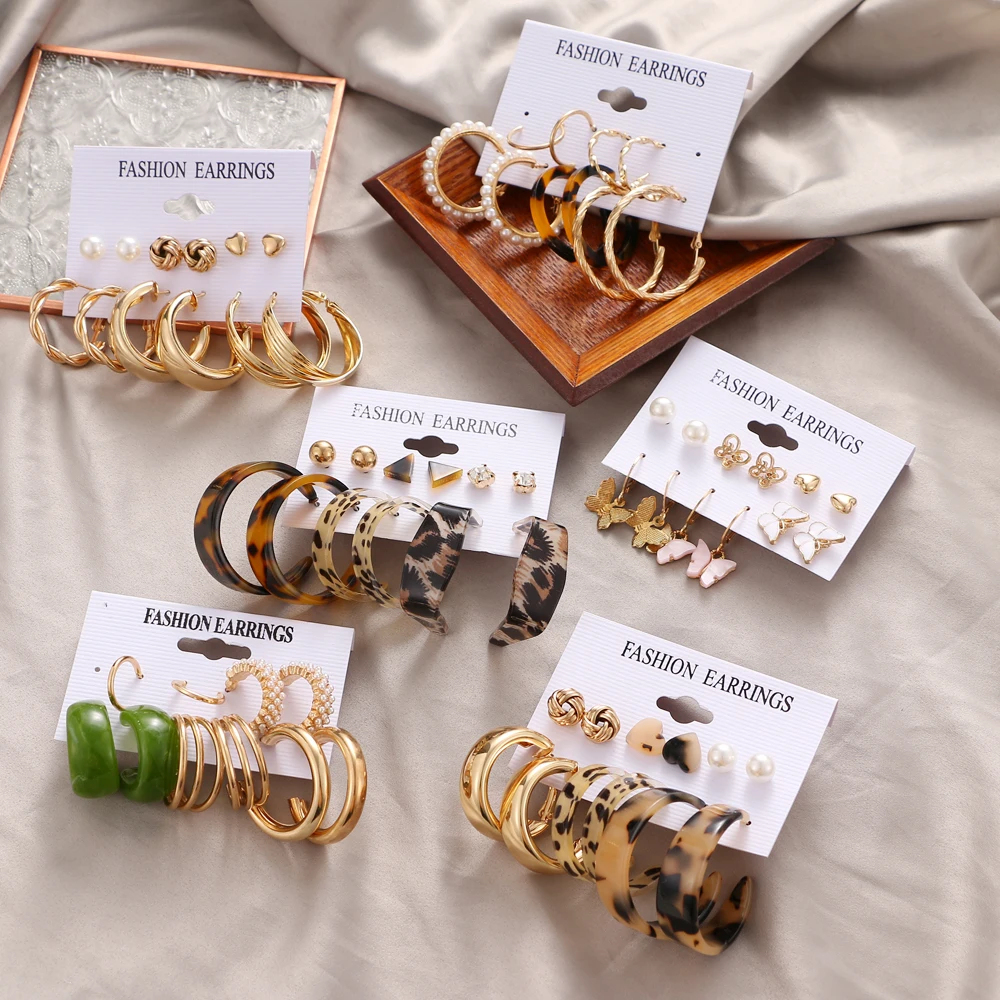 

Женские леопардовые серьги-кольца, с жемчугом EN Модные женские жемчужные серьги-кольца с леопардовым принтом, тренд 2021 года, новые акриловы...