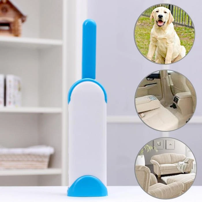 Щётка для удаления шерсти и волос с одежды мебели ручкой 33×7 5×5 см цвет синий | Дом