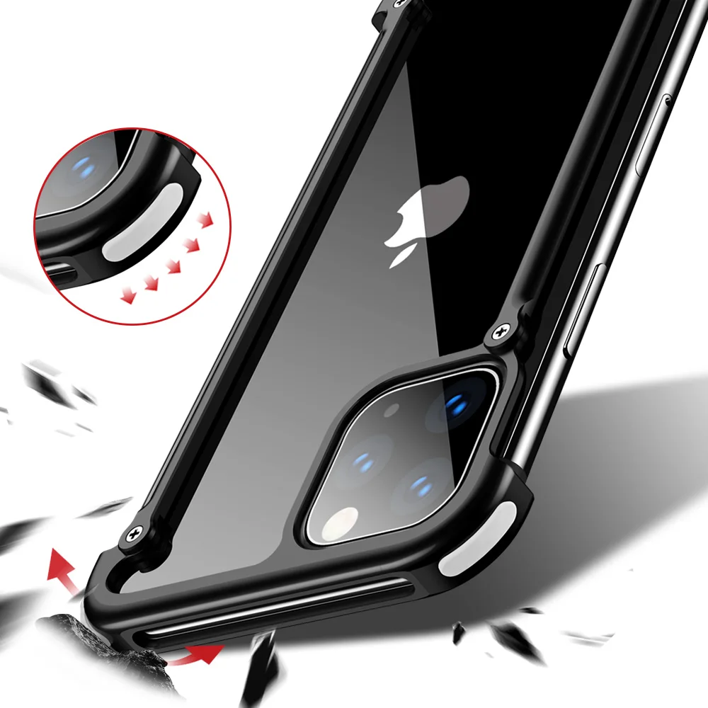 Роскошный металлический чехол с подушкой безопасности для IPhone 11 11 pro, чехол для Iphone 11 pro max, персональный металлический чехол-бампер