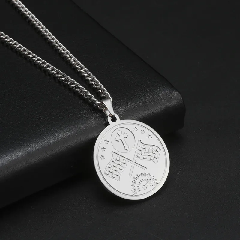 Винтажная подвеска Wicca Cross and Flags колье золотого цвета из нержавеющей стали