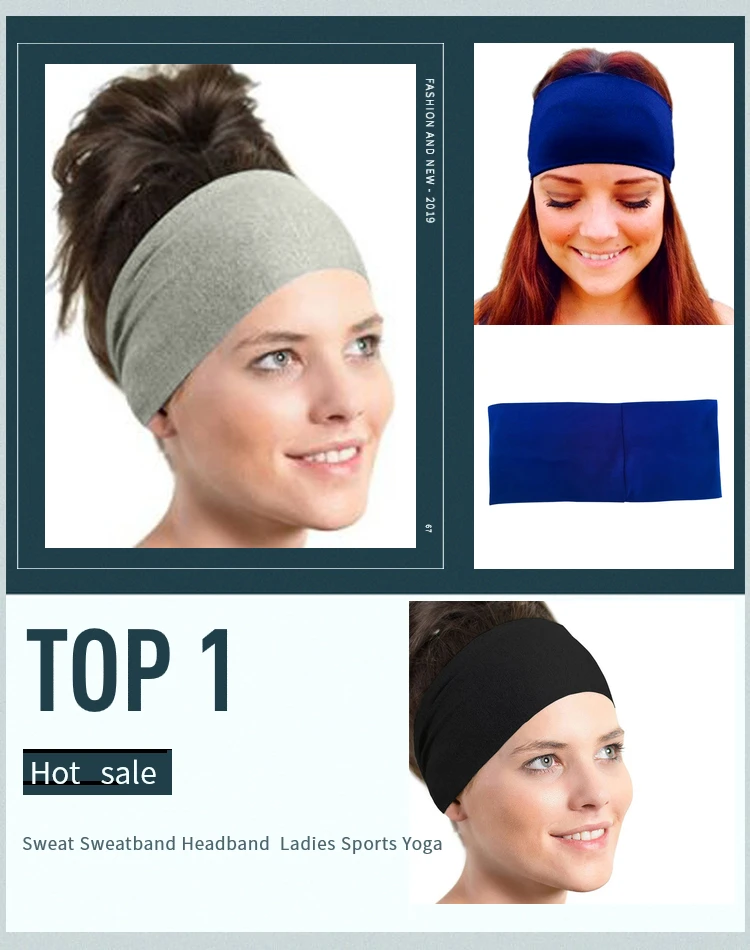 Лидер продаж Спортивная однотонная хлопковая повязка от пота на голову Женский