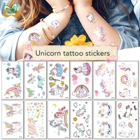 1 sheet cartoon unicorn tattoo stickers children body kawaii sticker kids stationery sticker
