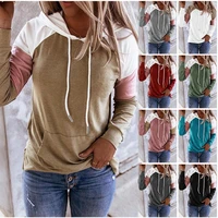 women hoodies sweatshirts autumn harajuku casual loose long sleeve top female vintage patchwork color matching pullover
