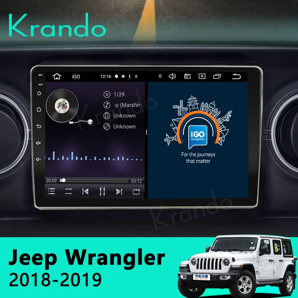 Автомобильный мультимедийный радиоприемник Krando Android 10 0 9 дюймов IPS Full Touch для Jeep