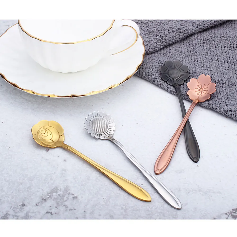 4 шт./компл. посуда из нержавеющей стали креативный цветок кофе перемешивание