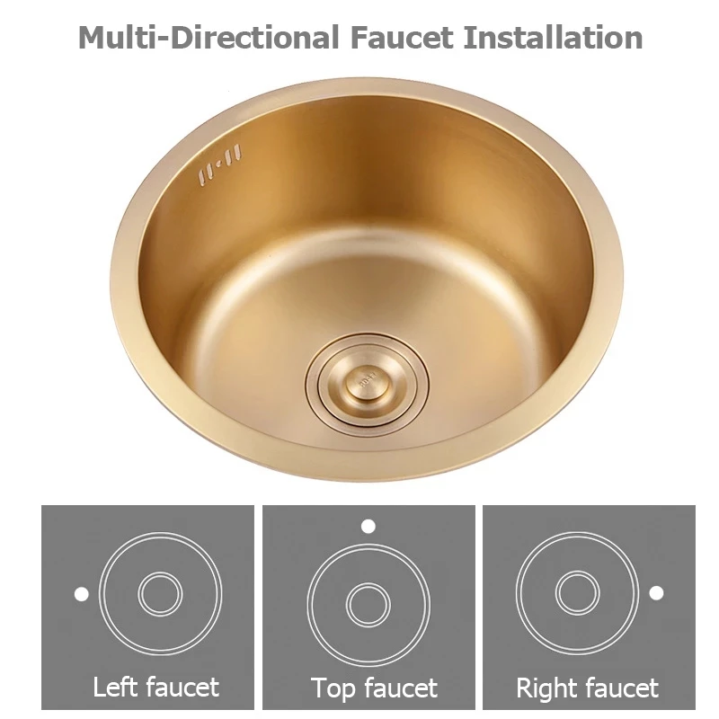 

Kitchen Sink Nano 304 Stainless Steel Sink Undermount Mini Small Round Sink Single Bowel for Balcony Tea Room Bar Counter