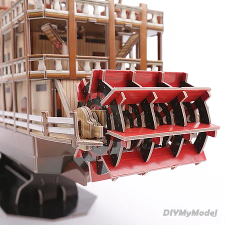 Barco de vapor americano precortado sin pegamento para ni&ntilde;os y adolescentes, modelo de papel 3D, puzle artesanal, MC-T4026h-1