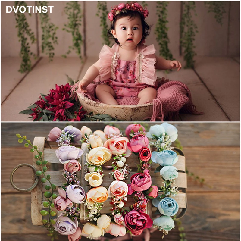 Dvotinst Newborn Baby Photography Props Handmade Mori Floral Headband Headwear Headdress Fotografia Studio Shoots Photo Props