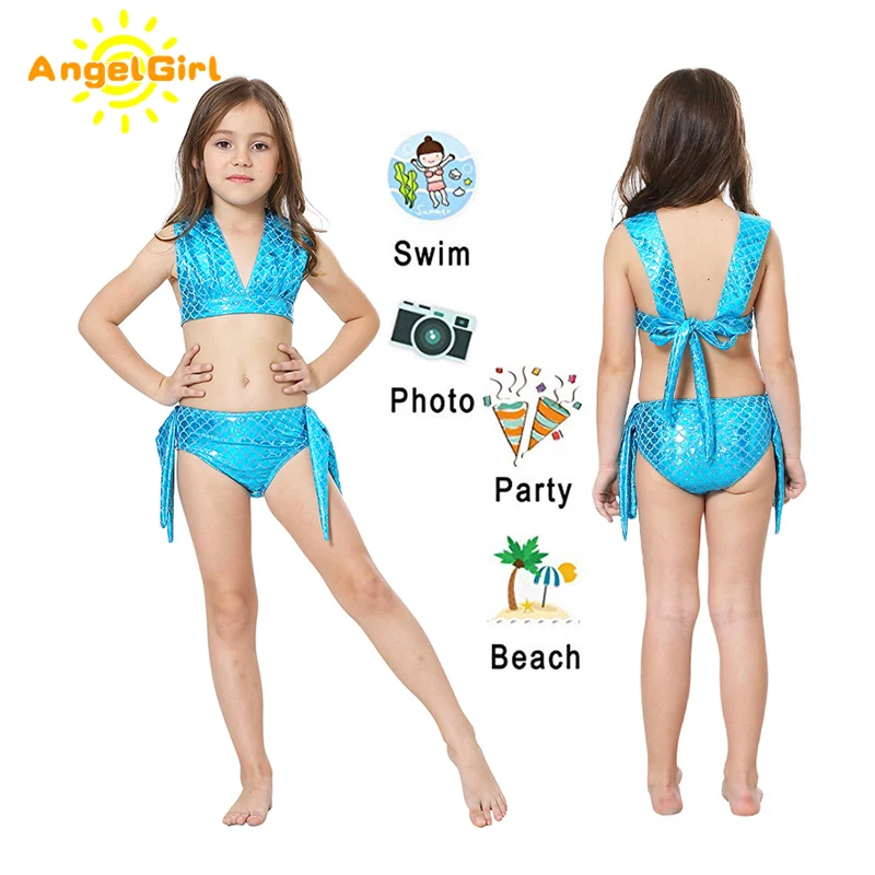 angelgirl 2021 girls swimmable mermaid tail princess dress with monofin kids holiday mermaid costume cosplay swimsuit birthday free global shipping