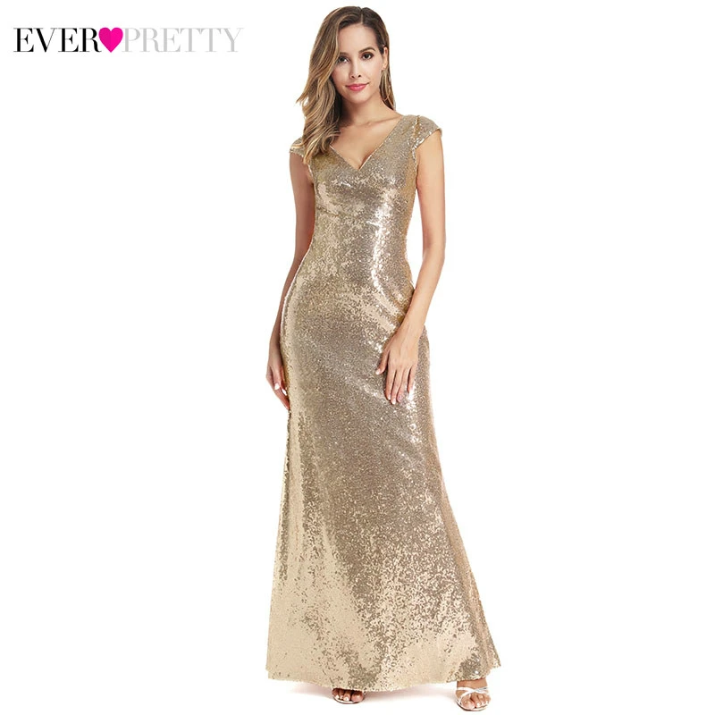 Женское вечернее платье русалка без рукавов с блестками и двойным V образным
