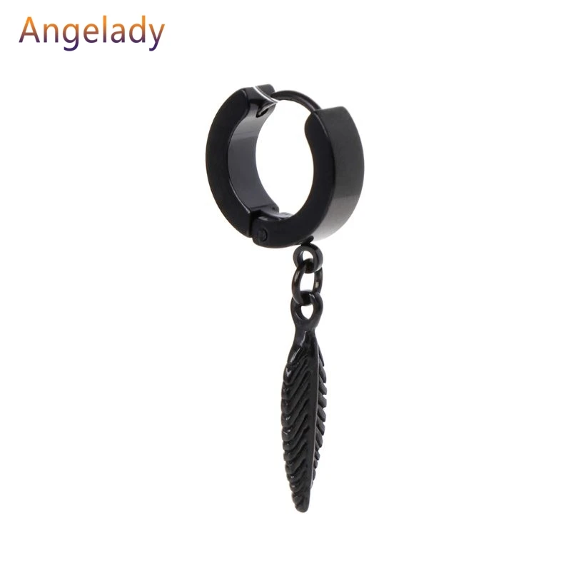 1pc New Arrival Punk Earrings Fashion Feather Pendant Personality Titanium Steel Buckle Women Men Jewelry Decoration Charms JUL3 | Украшения