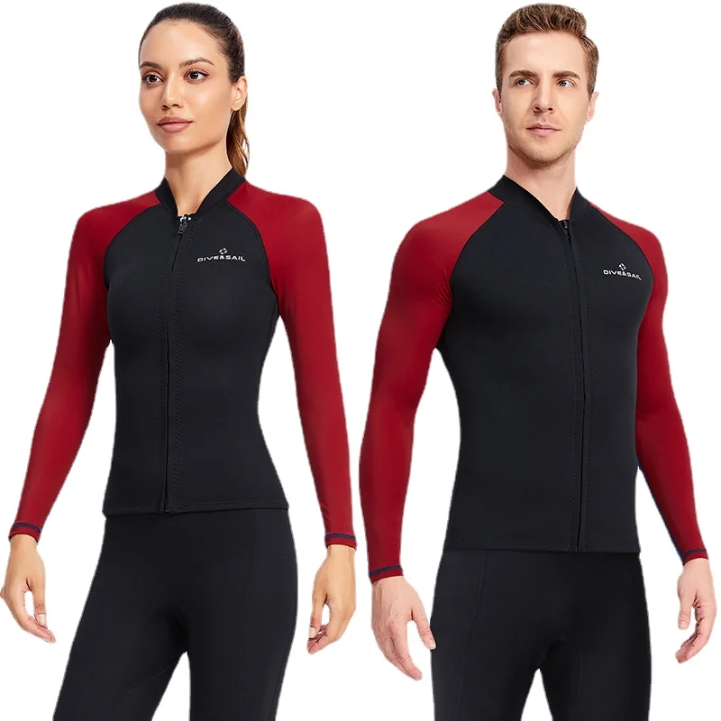 

Mens Women 1.5mm Neoprene Wetsuits Top Jacket Shirt with Lycry Long Sleevet Front Zip Sports for Scuba Diving Surf Swim