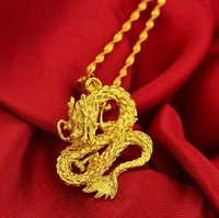 dragon pendant 2530mm necklace yellow gold plated 18inches for women men unisex punk style x0789