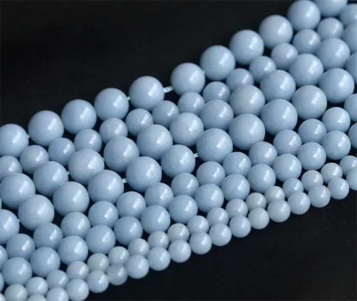 Круглые Бусины Из Натурального синего анжелита целестита 3-18 мм 2 нити оптом