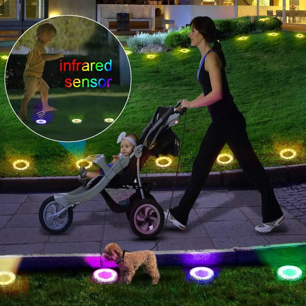 저렴한 팝 1/4/8pcs 8Led 태양 정원 빛 방수 지상 야외 RGB 태양 램프 통로 야드 갑판 거리 파티 장식 조명