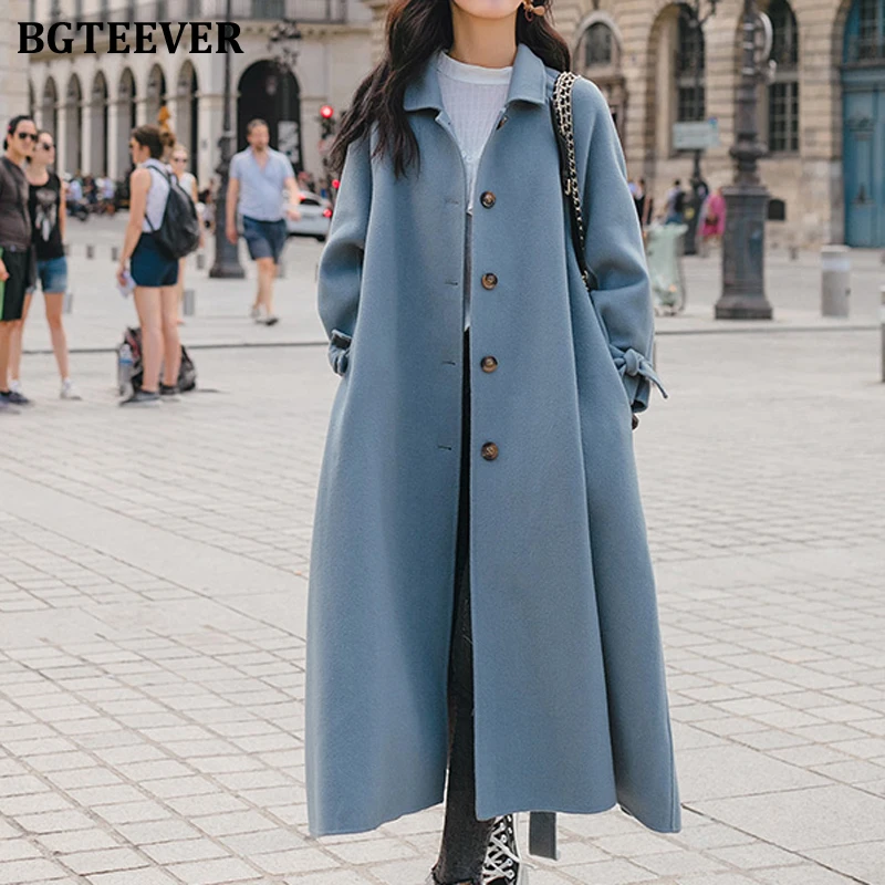 BGTEEVER 2019 зимнее пальто элегантное однобортное женское смесь утолщенное теплое с