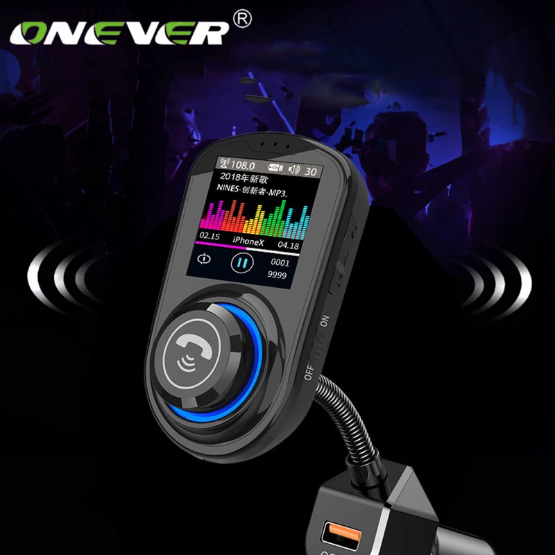 

Автомобильное зарядное устройство Onever, с двумя USB-портами, с большим цветным FM-дисплеем