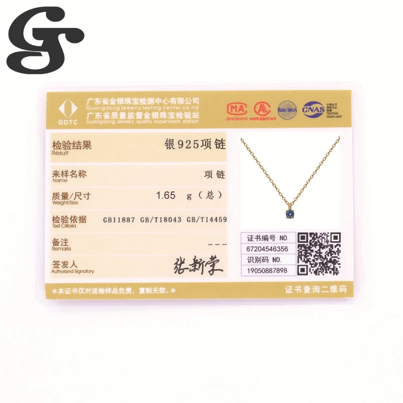 

GS Sythetic Cubic Zircon Necklaces 925 Sterling Silver Women Chains Choker Golden Platium Color Mini Luxury Clavicle Collar 2020