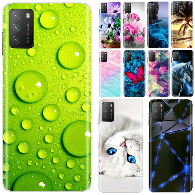 Силиконовый чехол для Xiaomi Poco M3 Мягкая силиконовая задняя крышка с цветком