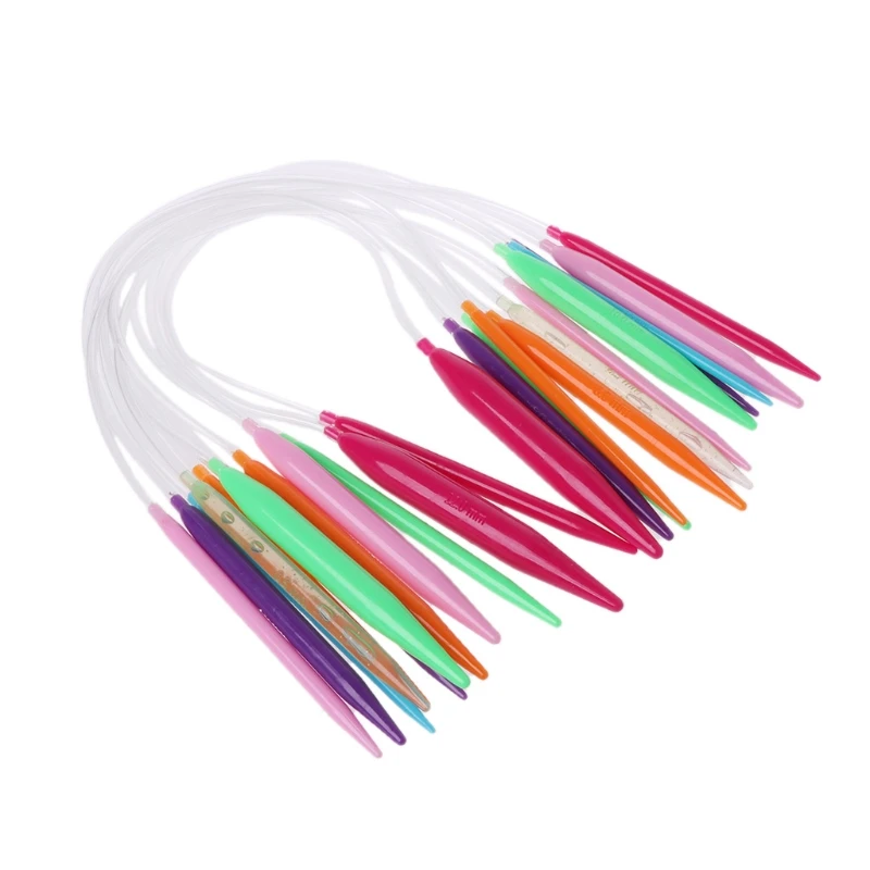 12x Plastic Circular Knitting Needle Crochet Set Craft Multicolor Tube 40cm 80cm Smooth Surface 100% Brand New And High Quality | Дом и сад
