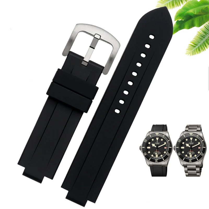 Soft Silicone Watch Strap for Tudor Pelagos 25500 25600 Waterproof Rubber Watch Band 22mm