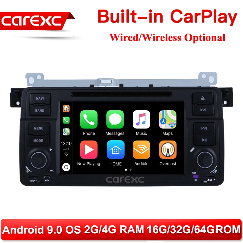 CarExc 1 Din Android 9 0 автомобильный DVD плеер Поддержка Беспроводной CarPlay для BMW E46 M3