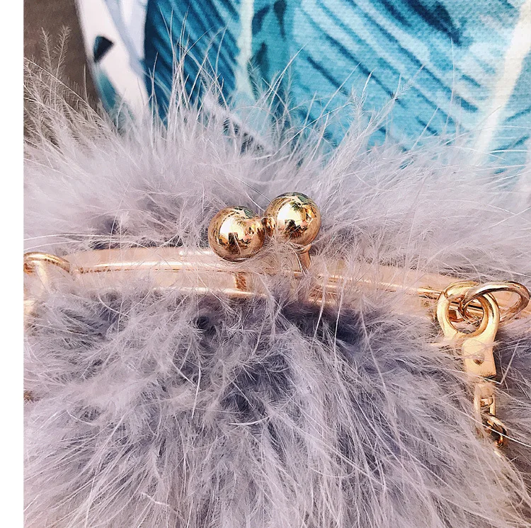 Luxury Designer Fur Purse Women Ostrich Feathers Evening Party Bag Famous Brand Handbag Fall Winter Party Day Cluthes Drop Ship
