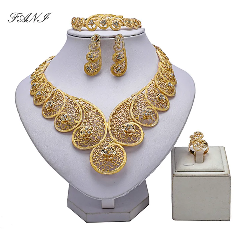 Fani 2021 изысканный золотой комплект ювелирных изделий в дубайском стиле