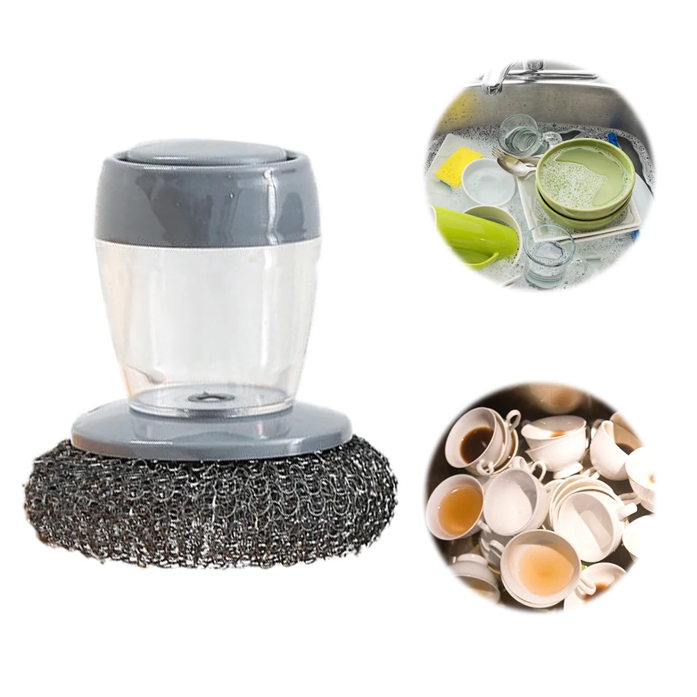 

Kitchen Soap Dispenser Brush Scrubber Wash Clean Tool Dishwashing Sponge Brush Kitchen Cleaning Tool Supplies