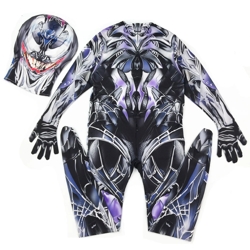 Мужской костюм Человека паука Venom Symbiote Человек паук фильм Веном черный зентай