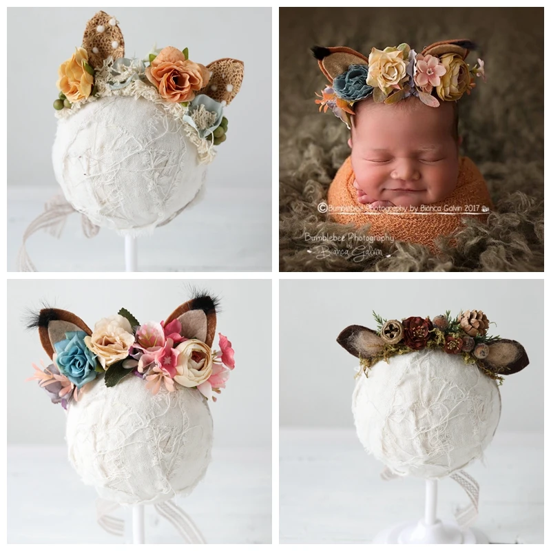 Новинка ручная работа с лисьими ушками для новорожденных детей искусственная