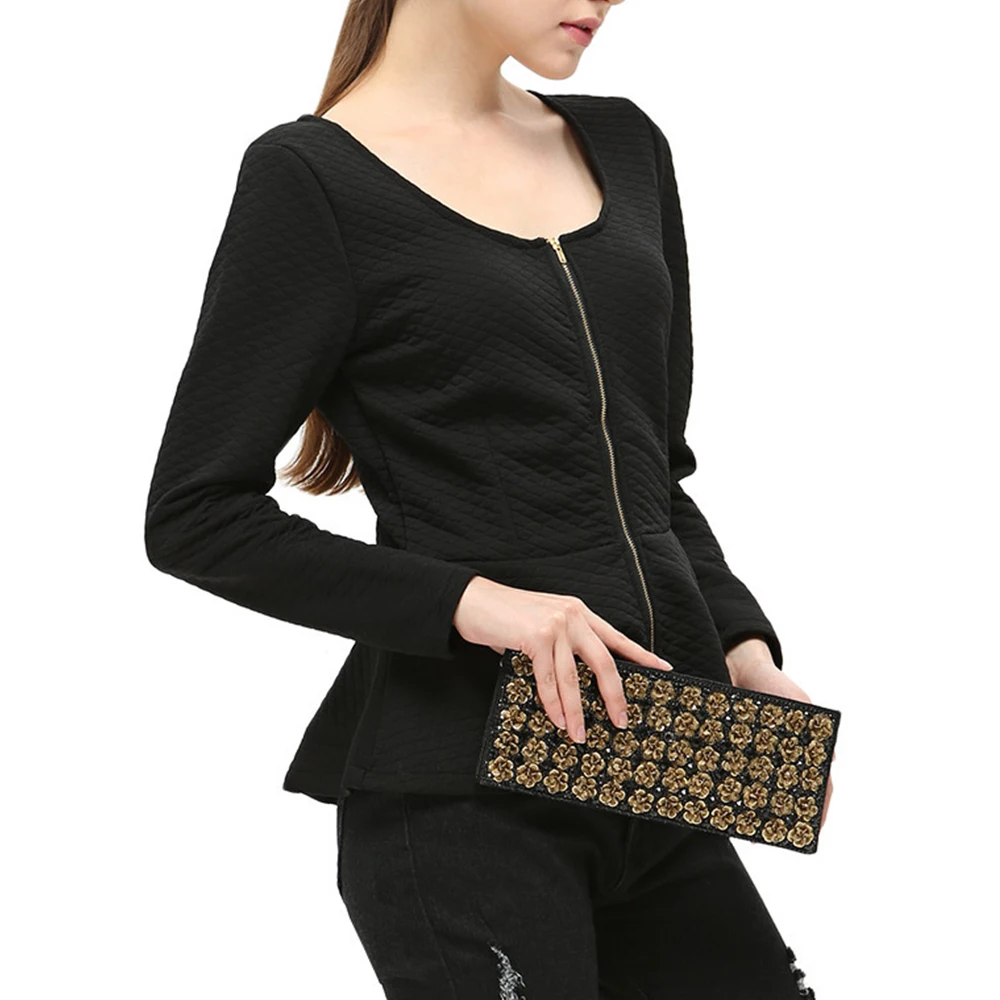 Осенняя Женская куртка однотонная короткая на молнии с V образным вырезом и