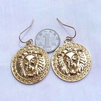 popular jewelry authentic new style texture temperament personality abstract lion king round earrings