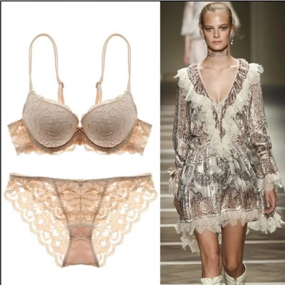 Irene Tinnie Bra Set Sexy Secret Lace Lingerie Underwire Gather Deep V Beauty Back | Женская одежда