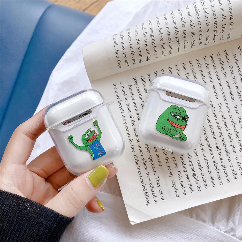 Мультяшный Sad чехол с лягушкой для Apple AirPods беспроводные Bluetooth наушники Pepe Memes мягкий прозрачный чехол для Airpods