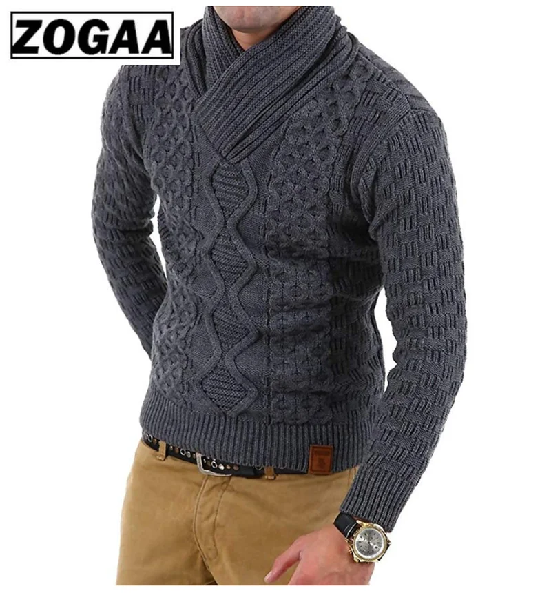 ZOGAA Men Turtleneck Sweater Fashion Solid Winter Outwear Men Plus Size Sweater Warm Coarse Wool Sweaters Men NEW