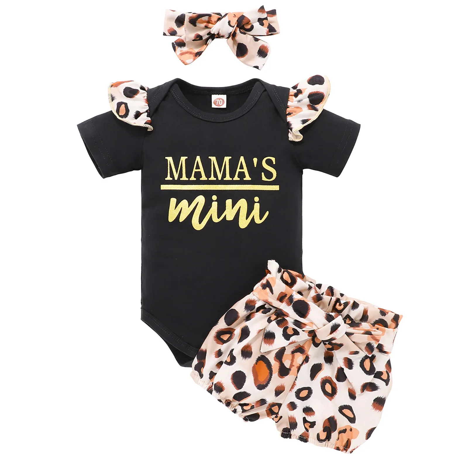 

Summer Toddler Kids Baby Girl Clothes Mother's Day Letter Leopard Printed Outfit Headband Girl Sets одежда для новоѬождëн