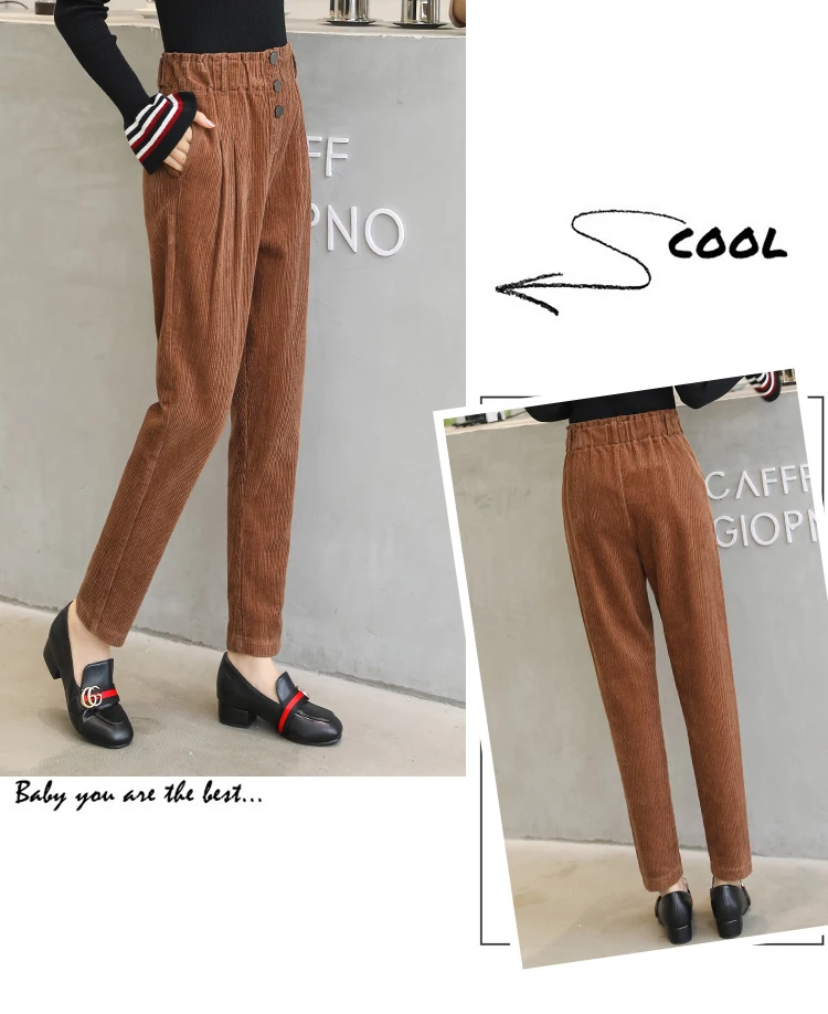Women Corduroy Pants Vintage Casual Warm Woman Corduroy Trousers Loose Harem Pant S-5XLPlus Size Autumn Winter New Fashion