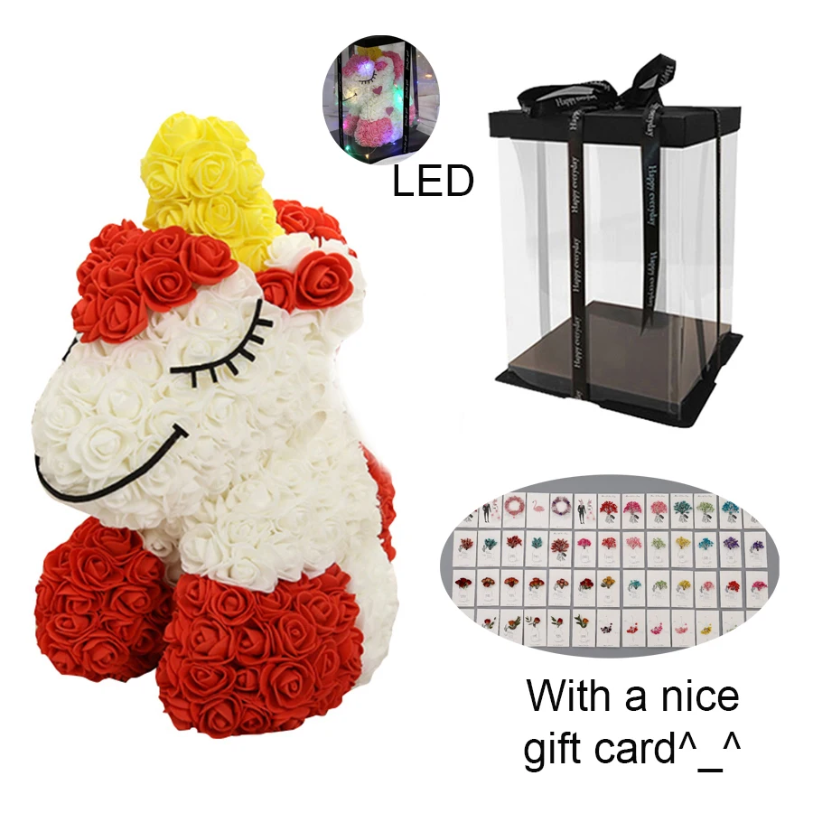 Горячая Распродажа милые красные игрушечные розы Единорог без искусственных