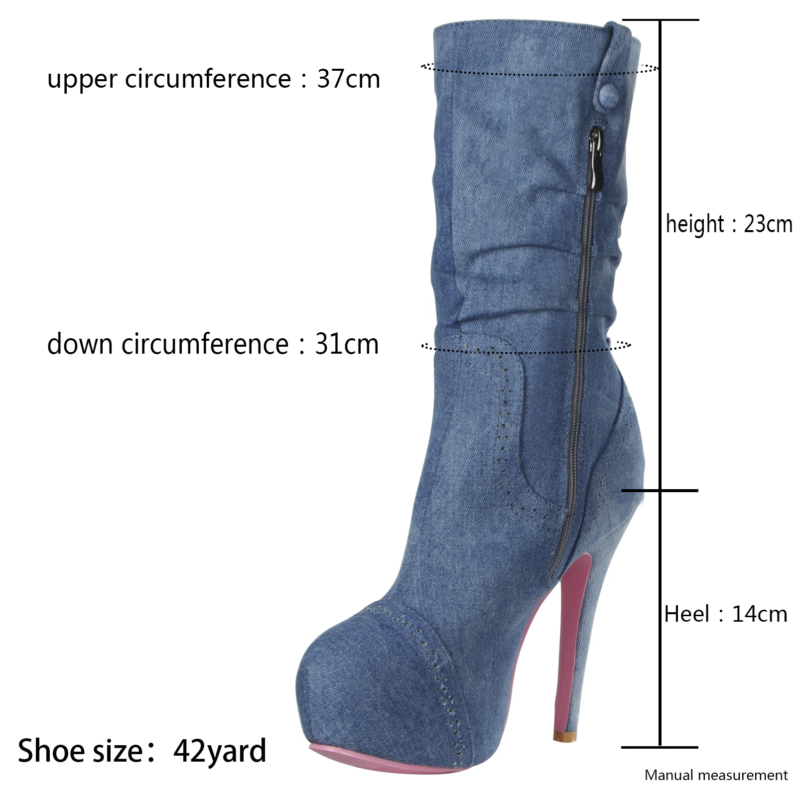 Women Pointed Toe Platform Ankle Boots Thin High Heel Botas Jeans Leather Side Zipper Buttons Booties for Pink Sole Shoes Party