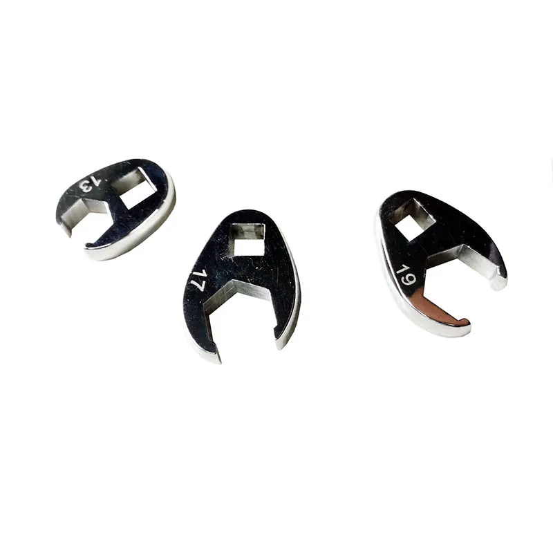 

3/8" Drive Flare Nut Open End Wrench Set 10-22mm Flare Nut Crowfoot Line Hex Wrench Tubing Ratchet Wrench