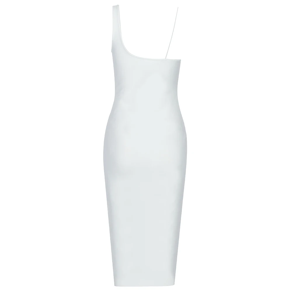 

2020 New Arrival women Elegant white strapless off shoulder sleeveless Bodycon Celebrity Evening Party Bandage Dress wholesale