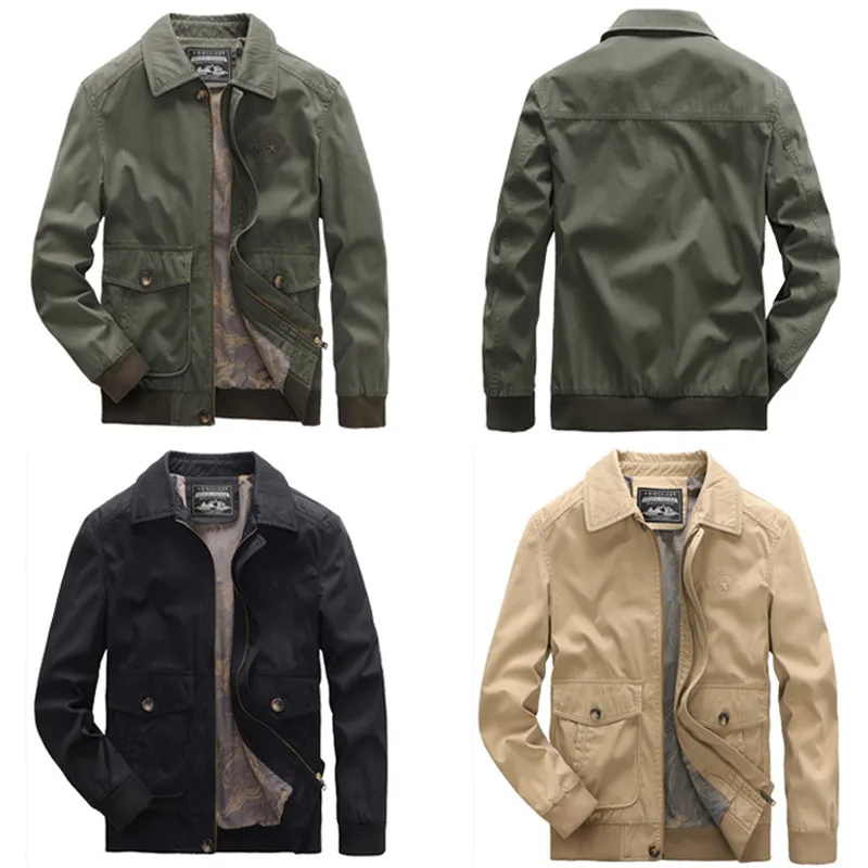 

Autumn Jackets Men Casual New Turn-down Collar Tops Men Clothing Large Size 4XL 5XL Outwear Coats Mens Military Jacket MY261