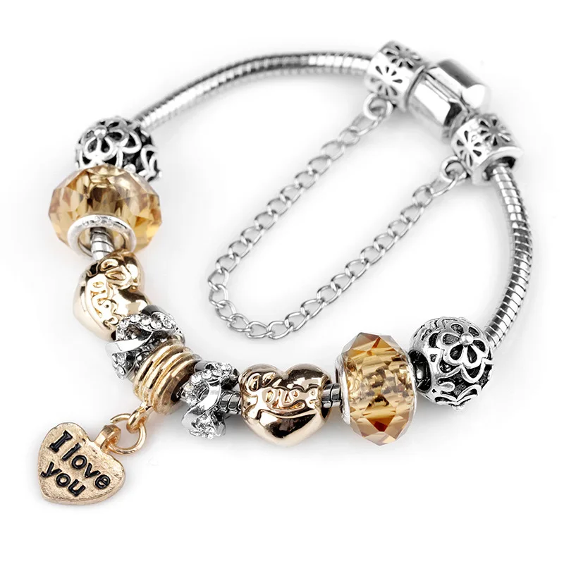 

Infinite Love Charm Bracelet With Gold Color I LOVE YOU Pendant Fit Original Brand Bracelet For Women Lovers Best Jewelry Gift