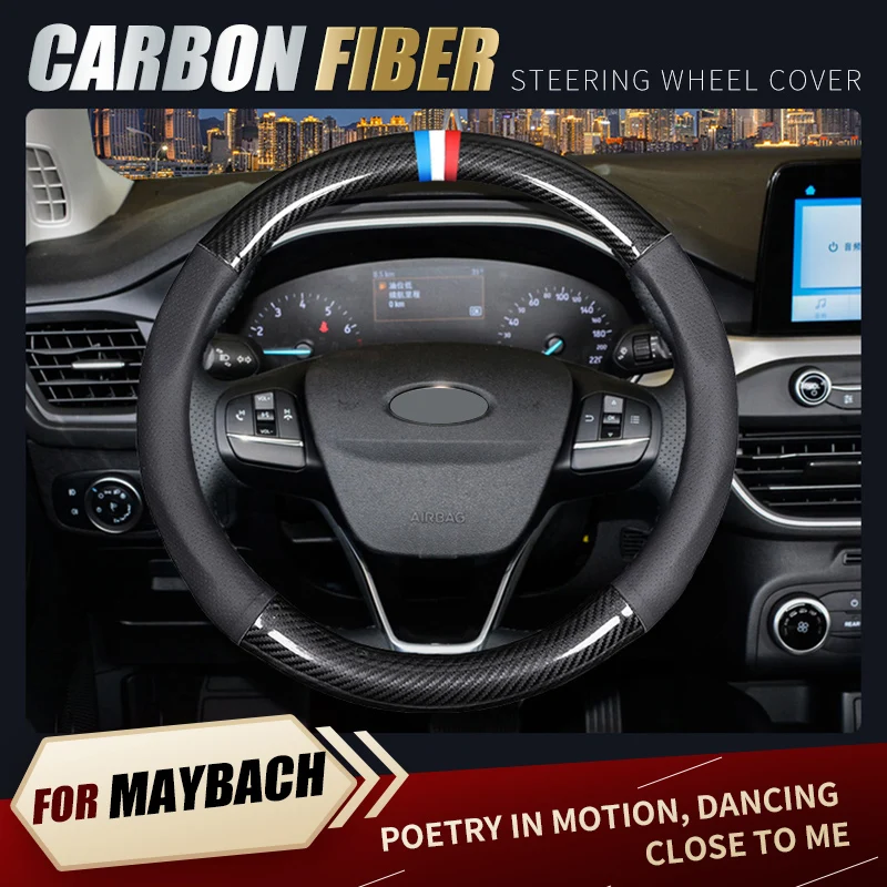 

For Maybach Series Carbon Fiber&Hole Leather Car Steering Wheel Cover car accessories Non-Slip Wear Resisting Grip Cover