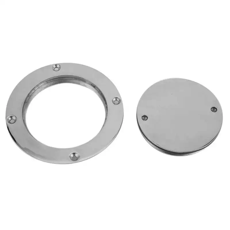 

Deck Cover 4in 316 Stainless Steel Deck Cover Plate with Hole Key for Yacht Marine Hardware Accessory Deck Inspection