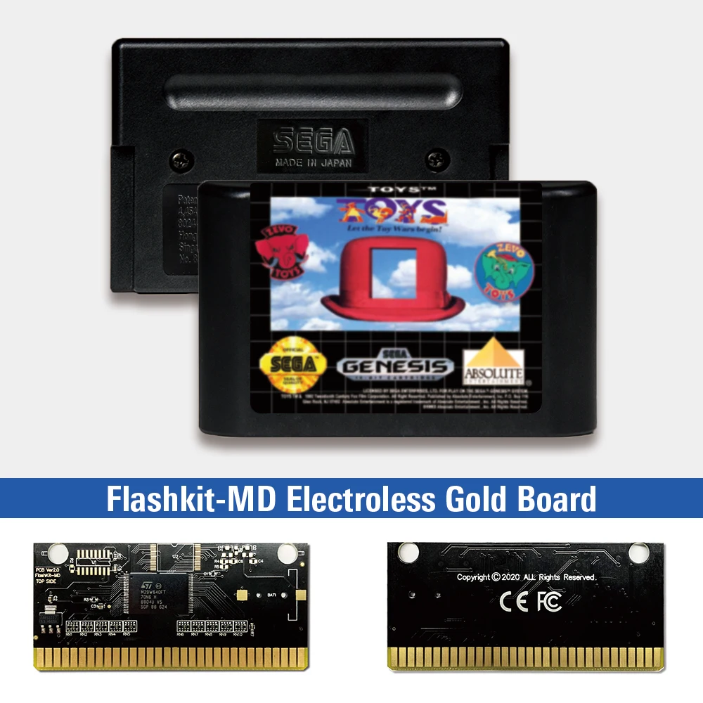 

Toys - USA Label Flashkit MD Electroless Gold PCB Card for Sega Genesis Megadrive Video Game Console