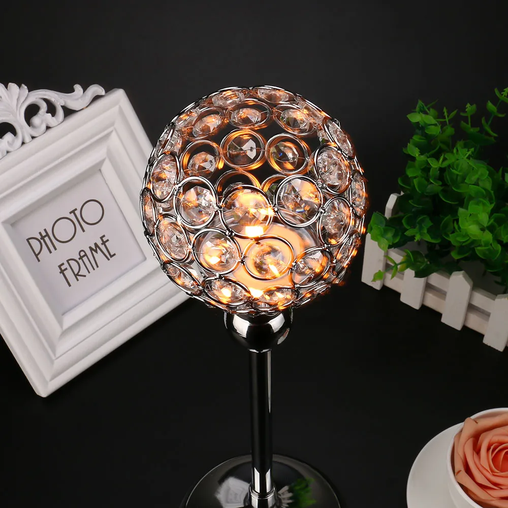 Crystal Tealight Candle Holders Metal Glass Candlesticks Stand Wedding Table Centerpieces Party Holiday Home Decoration F807 | Дом и сад