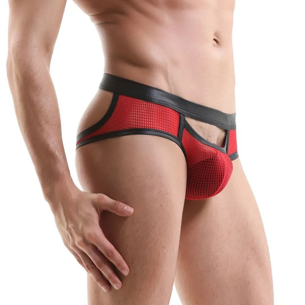 

See Through Panties Men Hollow Mesh Underwear Breathable Brief Sexy Male U-Convex Pocket Underpant Cueca Tanga Hombre Thongs