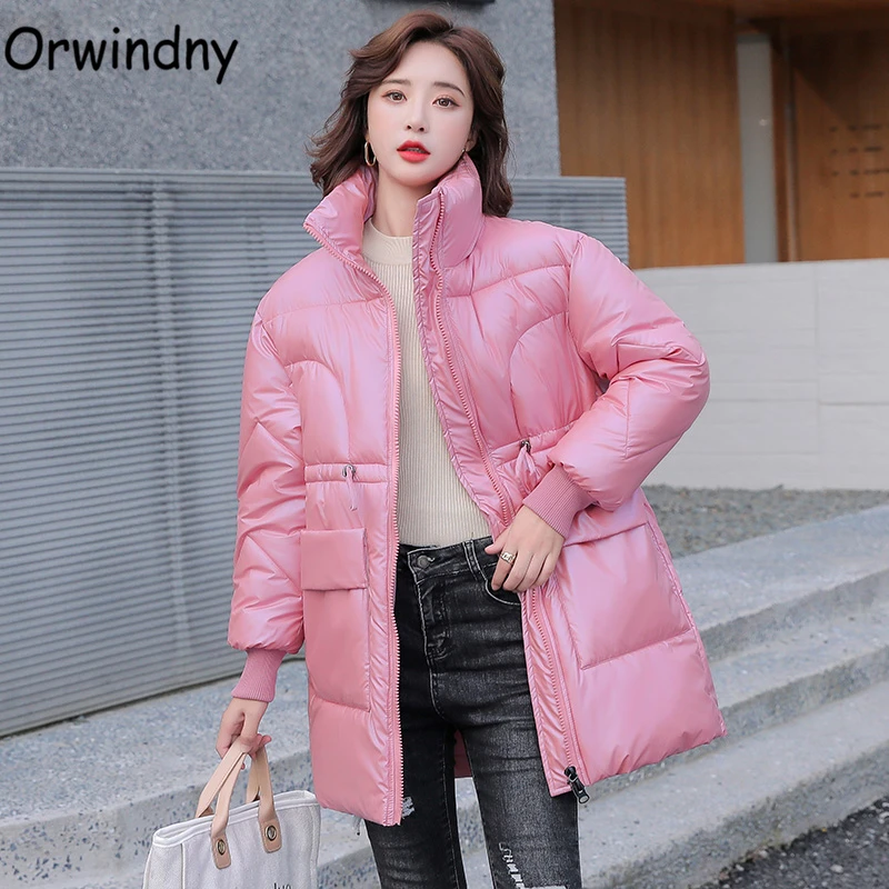 

Orwindny Glossy Long Woman Winter Jackets Big Pockets Fashion Padded Clothes Ladies Snow Wear Warm Waterproof Wadded Coat Female